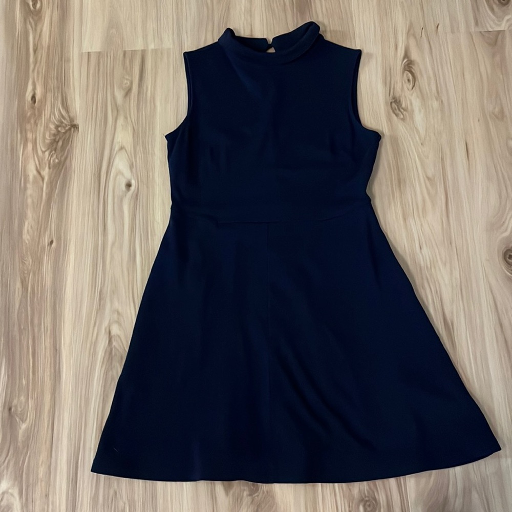 Navy New York & company high neck dress with pockets, size small